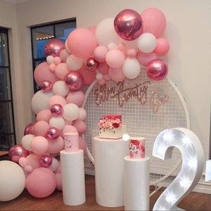 100 Pcs 12 Inch Pink White Party Balloons Garland